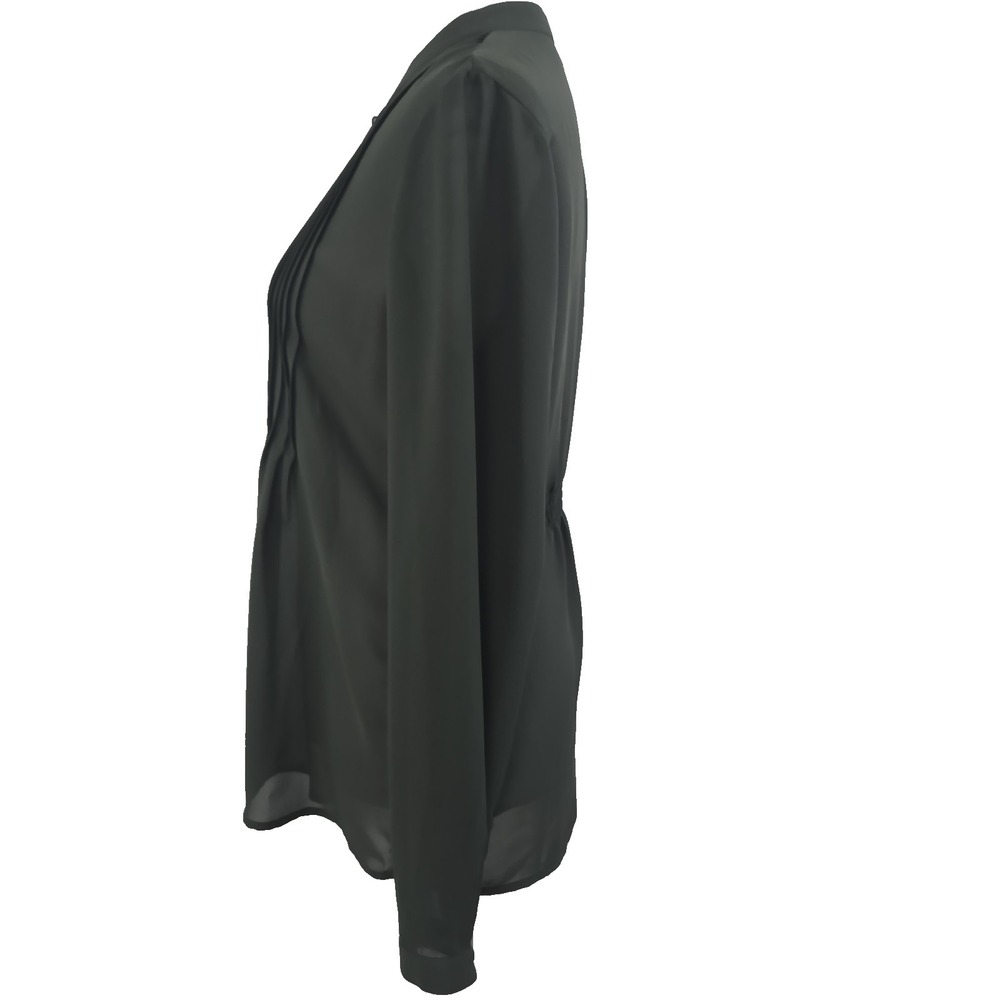 Daisy Fuentes Medium Green Long Sleeve Pintuck Blouse Top (Shell) - Picture 3 of 6